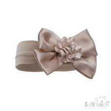 HB120-COF: Coffee Headband w/Bow & Flower